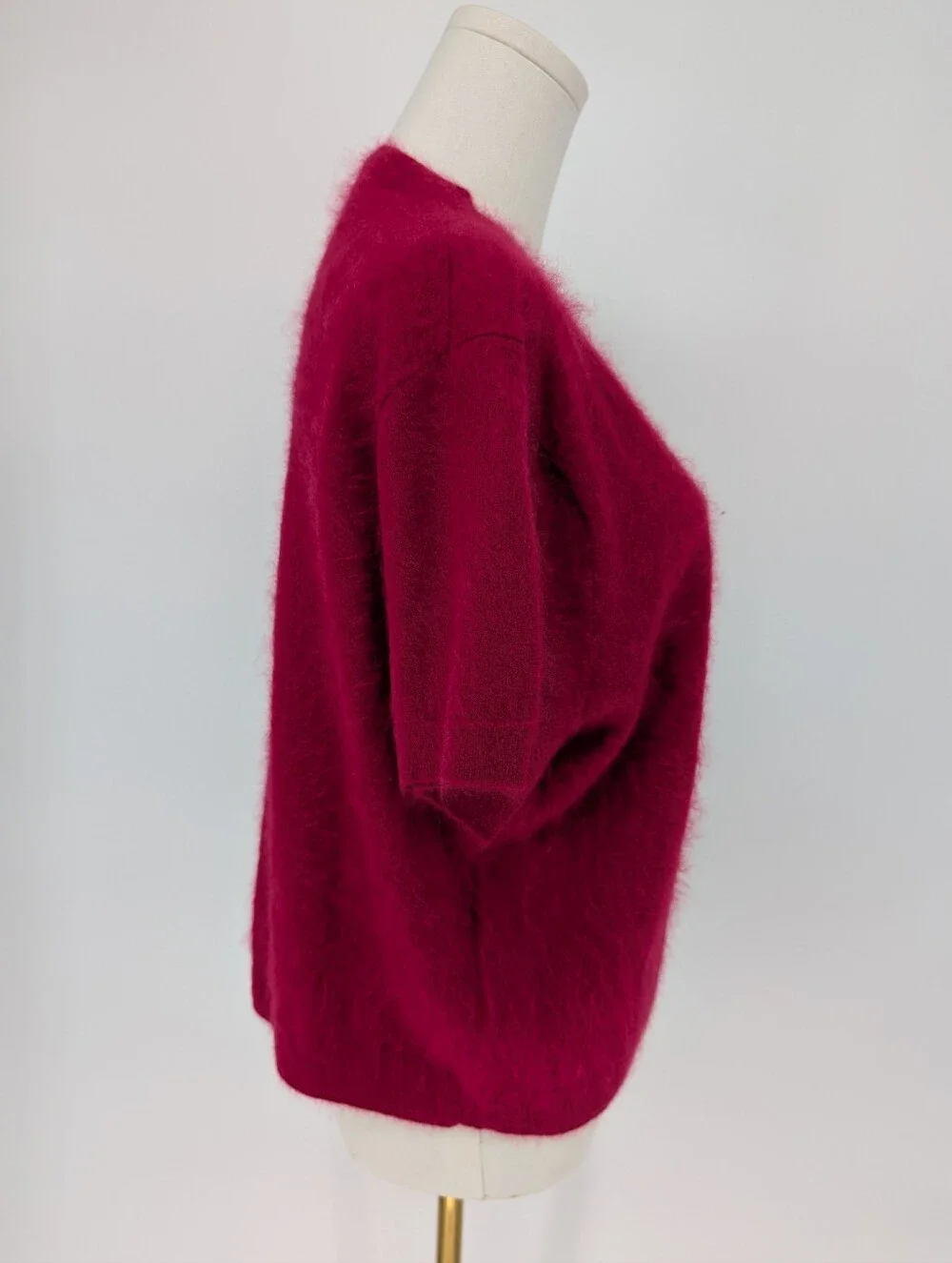 J.Crew Brushed Cashmere Short Sleeve V-Neck Cardigan | L | Crimson Rouge Pink